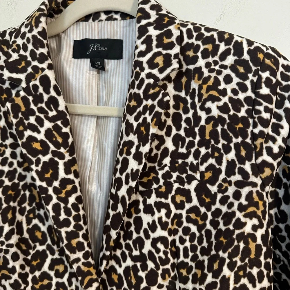 J. Crew schoolboy leopard cheetah print animal blazer fall - Picture 4 of 8